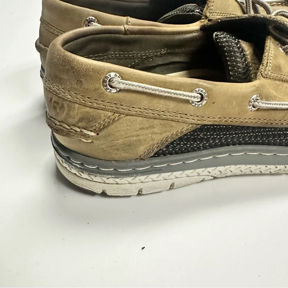 Sperry Men's Tan Leather Billfish 3-Eye boat shoes.